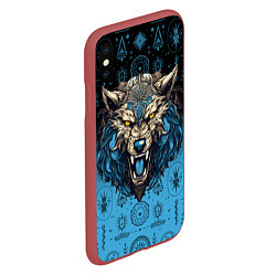 Чехол iPhone XS Max матовый Скандинавский волк Фенрир, цвет: 3D-красный — фото 2