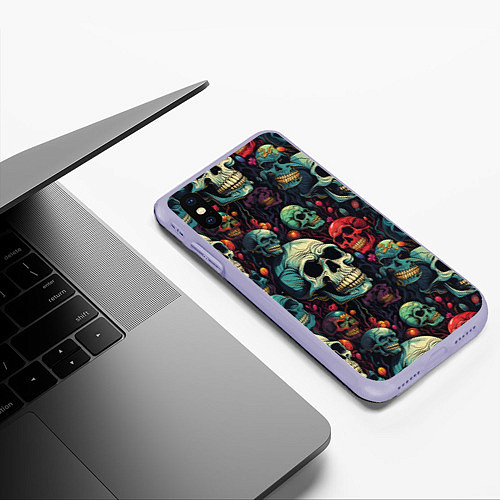 Чехол iPhone XS Max матовый Милый skull / 3D-Светло-сиреневый – фото 3