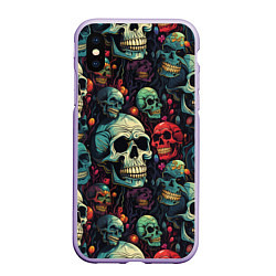 Чехол iPhone XS Max матовый Милый skull, цвет: 3D-светло-сиреневый