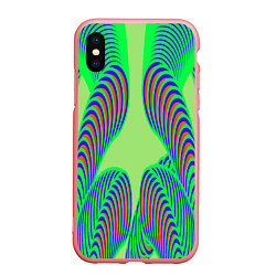 Чехол iPhone XS Max матовый Сине-зеленые изгибы, цвет: 3D-баблгам