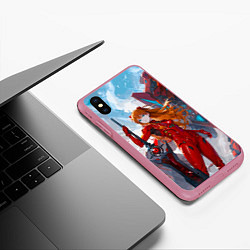 Чехол iPhone XS Max матовый Аска Еванеглион, цвет: 3D-малиновый — фото 2