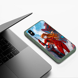 Чехол iPhone XS Max матовый Аска Еванеглион, цвет: 3D-темно-зеленый — фото 2