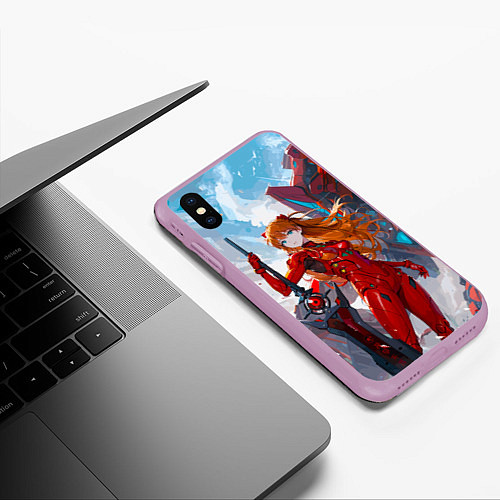 Чехол iPhone XS Max матовый Аска Еванеглион / 3D-Сиреневый – фото 3