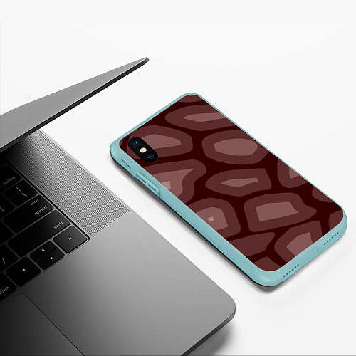 Чехол iPhone XS Max матовый Кофейный камуфляж / 3D-Мятный – фото 3