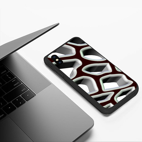 Чехол iPhone XS Max матовый Объемная сеть / 3D-Черный – фото 3