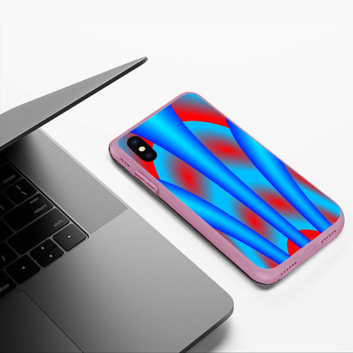 Чехол iPhone XS Max матовый Сине-красные / 3D-Розовый – фото 3