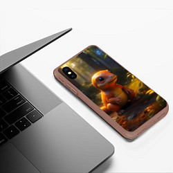 Чехол iPhone XS Max матовый Динозаврик, цвет: 3D-коричневый — фото 2