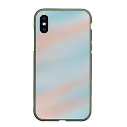 Чехол iPhone XS Max матовый Нежно розовые и голубые размытия, цвет: 3D-темно-зеленый