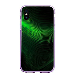 Чехол iPhone XS Max матовый Зеленое свечение абстракция