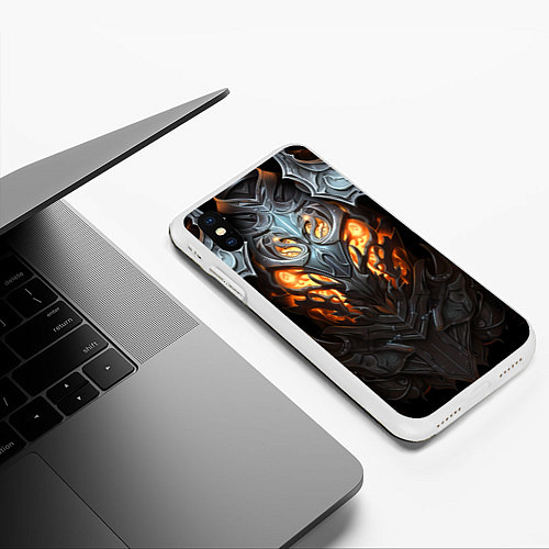 Чехол iPhone XS Max матовый Огненный доспех рыцаря Dark Souls / 3D-Белый – фото 3