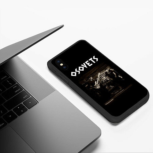 Чехол iPhone XS Max матовый Osovets metal band / 3D-Черный – фото 3