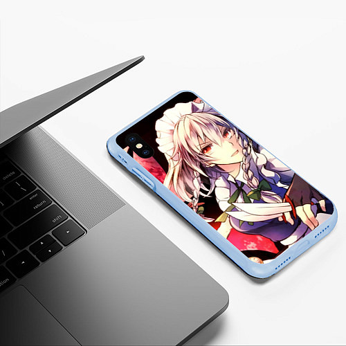 Чехол iPhone XS Max матовый Touhou Project Сакуя Izayoi / 3D-Голубой – фото 3