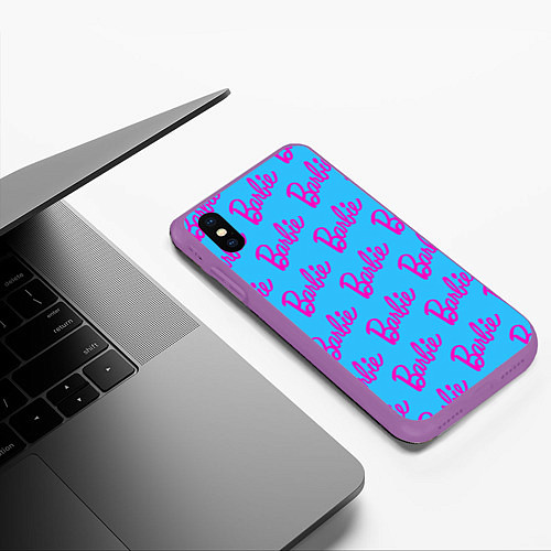 Чехол iPhone XS Max матовый Barbie pattern / 3D-Фиолетовый – фото 3