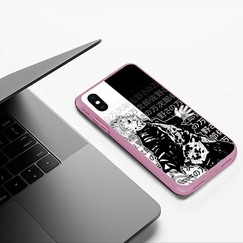 Чехол iPhone XS Max матовый Сатору годжо теряет контроль / 3D-Розовый – фото 3