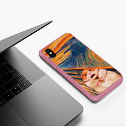 Чехол iPhone XS Max матовый Крик хомяка, цвет: 3D-малиновый — фото 2