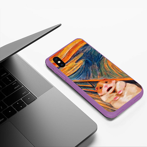 Чехол iPhone XS Max матовый Крик хомяка / 3D-Фиолетовый – фото 3