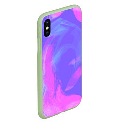 Чехол iPhone XS Max матовый Сиреневая абстракция, цвет: 3D-салатовый — фото 2