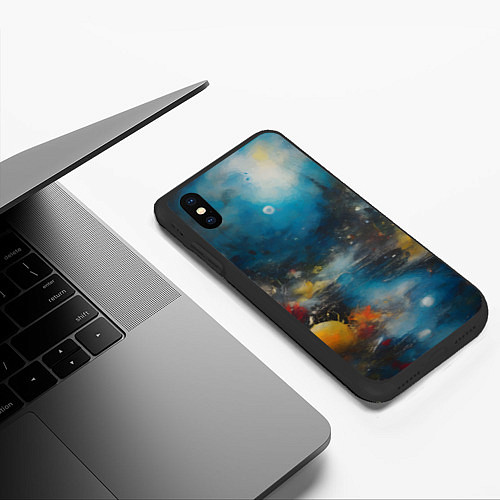 Чехол iPhone XS Max матовый Абстрактная живопись в стиле импрессионизма / 3D-Черный – фото 3