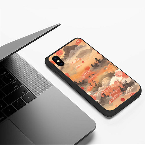 Чехол iPhone XS Max матовый Japen pattern / 3D-Черный – фото 3