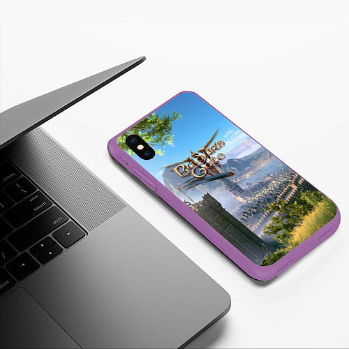 Чехол iPhone XS Max матовый Врата Балдура - Baldurs Gate 3 / 3D-Фиолетовый – фото 3