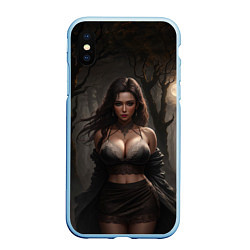 Чехол iPhone XS Max матовый Девушка в ночном лесу, цвет: 3D-голубой