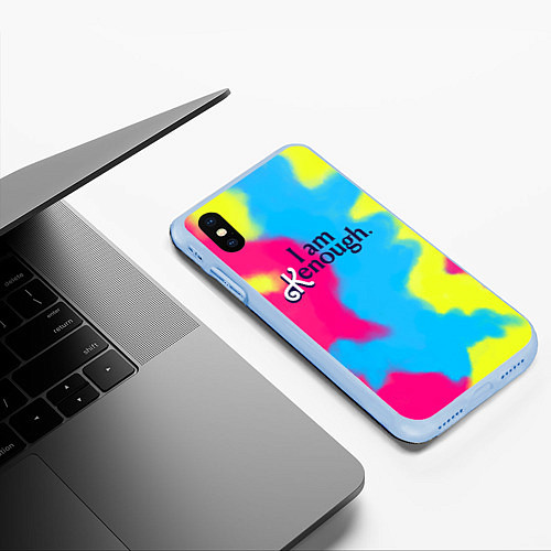 Чехол iPhone XS Max матовый I Am Kenough Tie-Dye / 3D-Голубой – фото 3