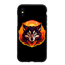 Чехол iPhone XS Max матовый Волк на черном фоне, цвет: 3D-черный