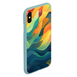 Чехол iPhone XS Max матовый Красочная палитра в волнах, цвет: 3D-мятный — фото 2