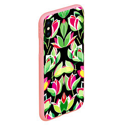 Чехол iPhone XS Max матовый Зеркальный паттерн из тюльпанов - мода, цвет: 3D-баблгам — фото 2