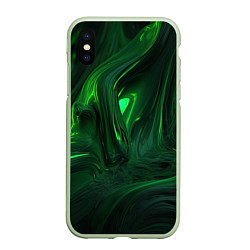 Чехол iPhone XS Max матовый Зеленые разводы, цвет: 3D-салатовый