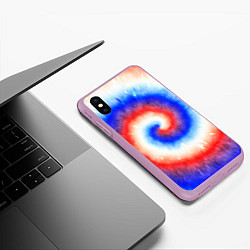 Чехол iPhone XS Max матовый Тай-дай Российский флаг, цвет: 3D-сиреневый — фото 2