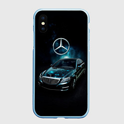 Чехол iPhone XS Max матовый Mercedes Benz dark style, цвет: 3D-голубой