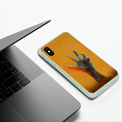 Чехол iPhone XS Max матовый Рука зомби, цвет: 3D-салатовый — фото 2