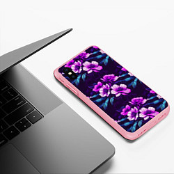 Чехол iPhone XS Max матовый Цветы неон узор, цвет: 3D-баблгам — фото 2