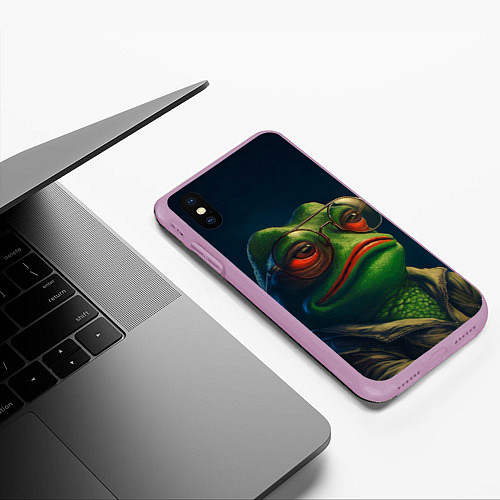 Чехол iPhone XS Max матовый Pepe frog / 3D-Сиреневый – фото 3