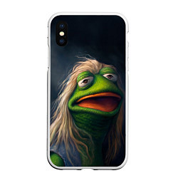 Чехол iPhone XS Max матовый Пепе в парике, цвет: 3D-белый