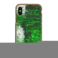 Чехол iPhone XS Max матовый Киберпанк заражение зелёное, цвет: 3D-коричневый