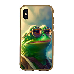 Чехол iPhone XS Max матовый Лягушка Пепе, цвет: 3D-коричневый