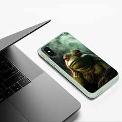 Чехол iPhone XS Max матовый Большая жаба Пепе, цвет: 3D-салатовый — фото 2