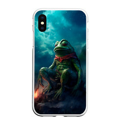 Чехол iPhone XS Max матовый Пепе у костра, цвет: 3D-белый