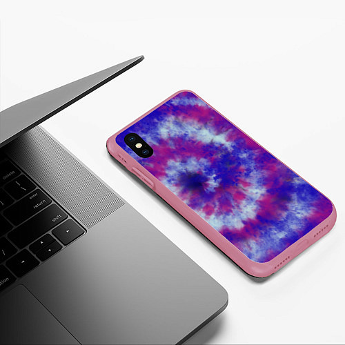 Чехол iPhone XS Max матовый Tie-Dye дизайн / 3D-Малиновый – фото 3