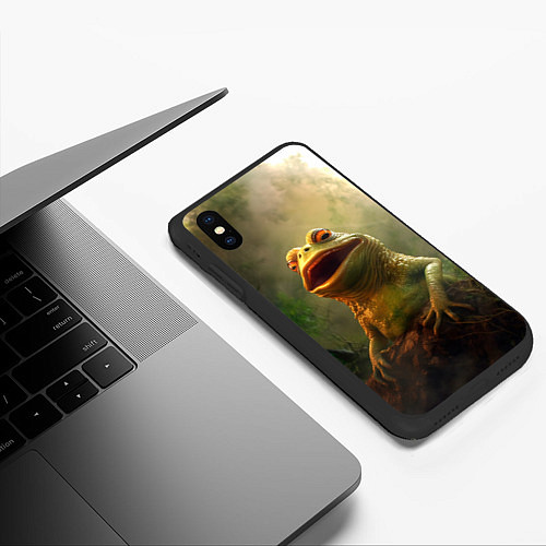 Чехол iPhone XS Max матовый Удивленная Пепе / 3D-Черный – фото 3