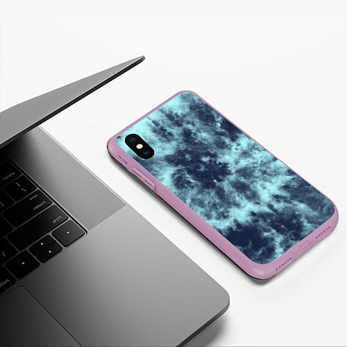 Чехол iPhone XS Max матовый Tie-Dye дизайн / 3D-Сиреневый – фото 3
