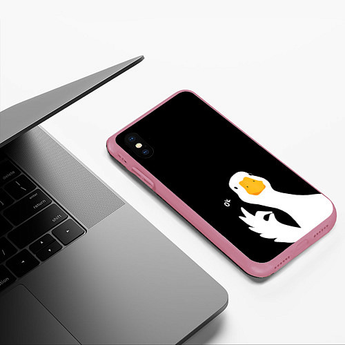 Чехол iPhone XS Max матовый Ок гусь / 3D-Малиновый – фото 3