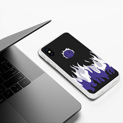 Чехол iPhone XS Max матовый Black fire emoji, цвет: 3D-белый — фото 2