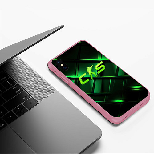 Чехол iPhone XS Max матовый CS2 green background / 3D-Малиновый – фото 3