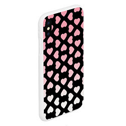 Чехол iPhone XS Max матовый Розовые сердечки на чёрном, цвет: 3D-белый — фото 2