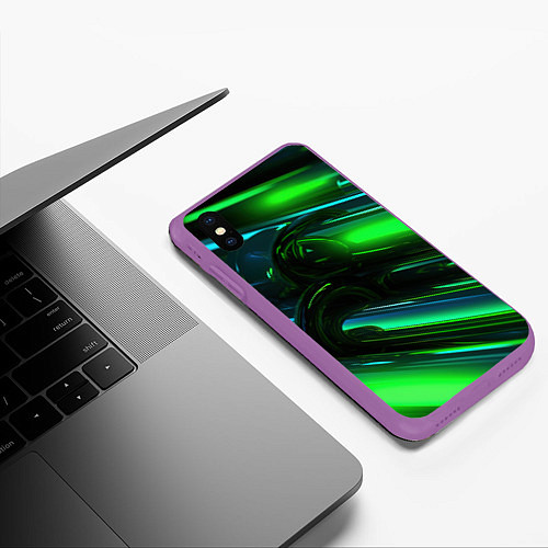 Чехол iPhone XS Max матовый Green elemetns / 3D-Фиолетовый – фото 3