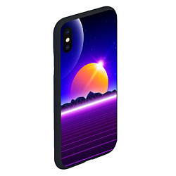 Чехол iPhone XS Max матовый Mountains - sun - space - vaporwave, цвет: 3D-черный — фото 2