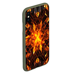 Чехол iPhone XS Max матовый Огненная абстракция, цвет: 3D-темно-зеленый — фото 2